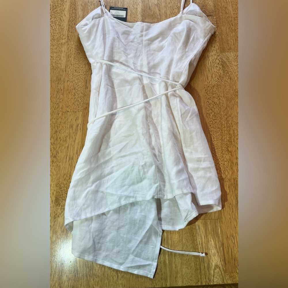 Reformation Linen Wrap Dress Cruz White Mini Large NWT *Altered - Picture 8 of 8